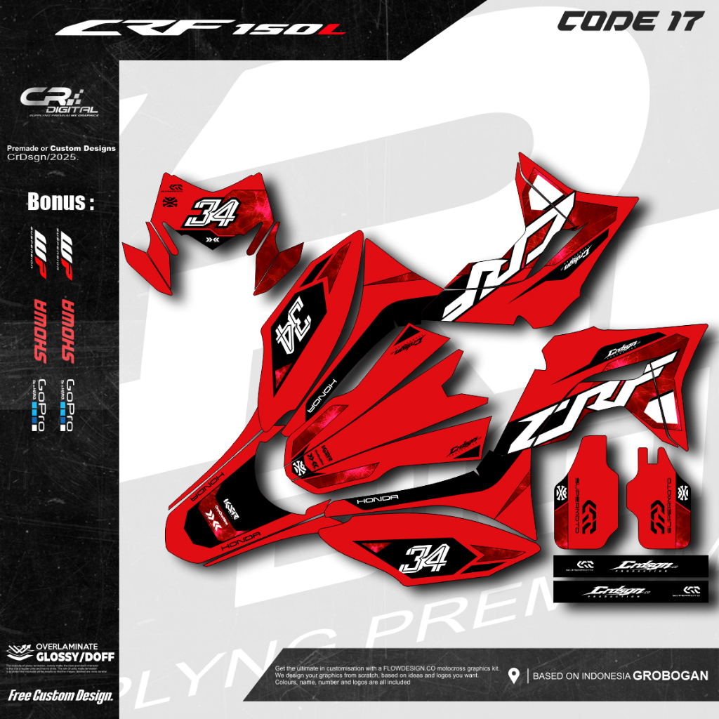 Decal Honda Crf 150L Full Body - Decal Crf 150L - Decal Crf full body - Decal crf terbaru