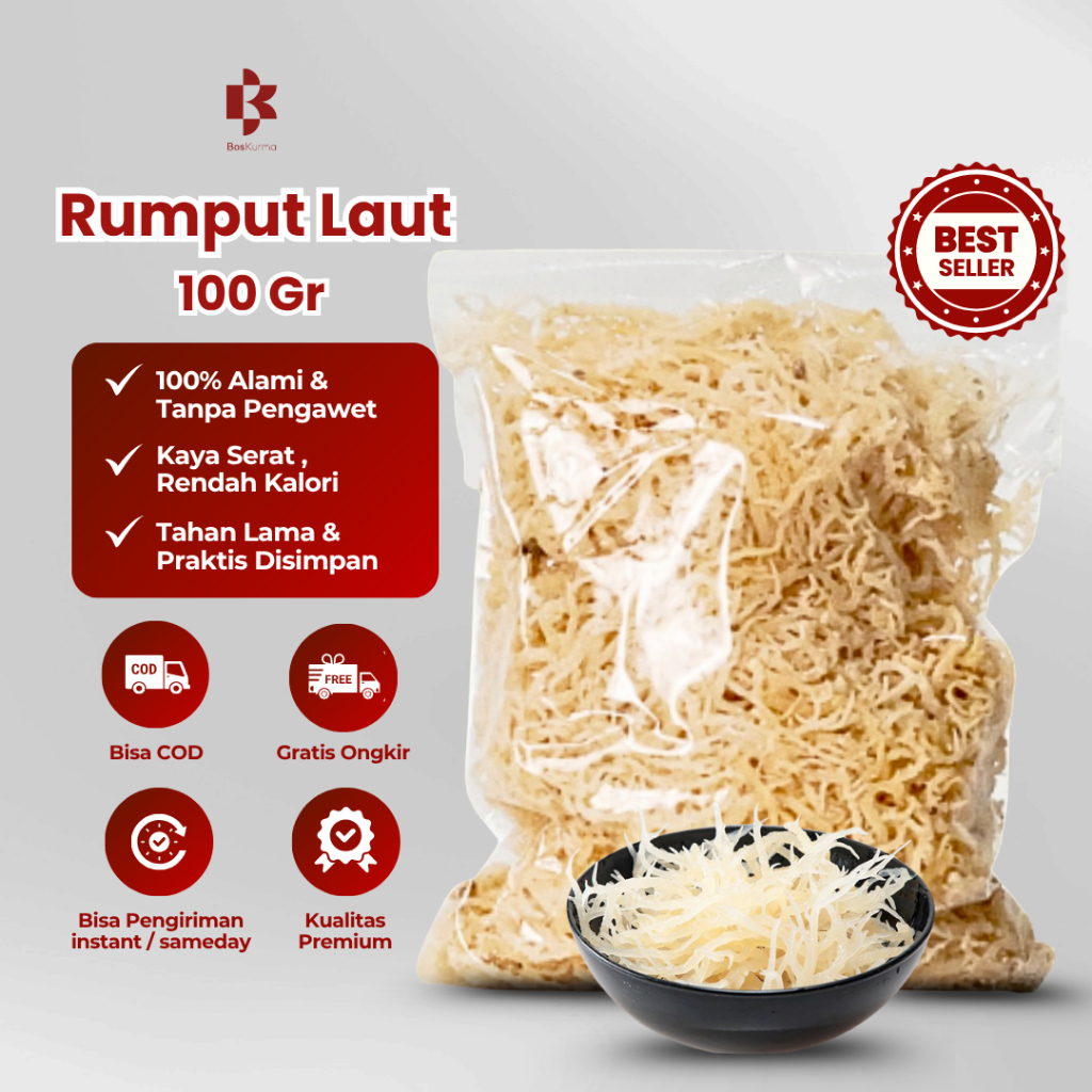 

Rumput Laut Kering Kemasan 100 Gr - Original Seaweed
