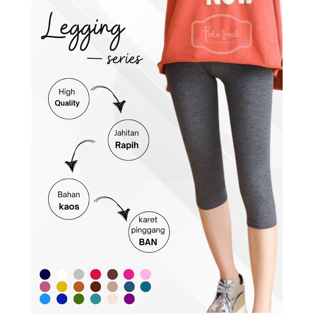 Legging Pendek Wanita Legging Pendek Polos Bahan Kaos Premium Standar Jumbo Super Jumbo