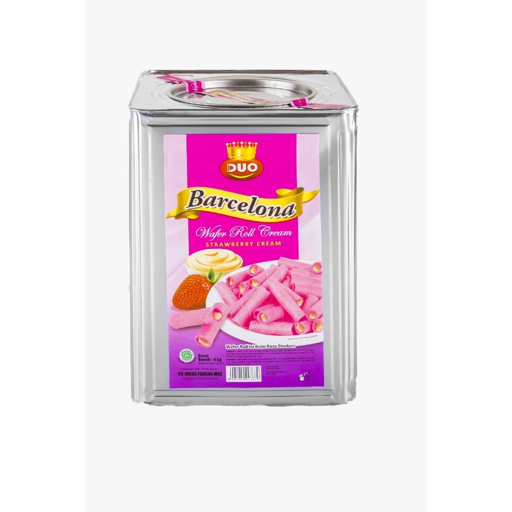 

Sehati Snack - Barcelona Box Wafer Roll/Wafer Stick Strawberry Cemilan Enak Renyah | 250gr, 500gr Ecer