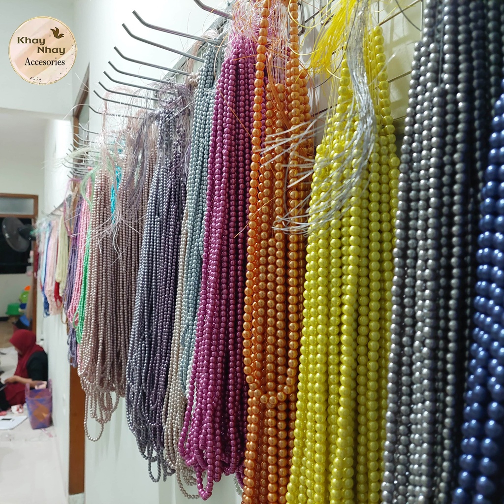 Mutiara Sintetis/Mutiara Payet/Mutiara rangkai Ukuran 4mm / 6mm & 8mm grade A