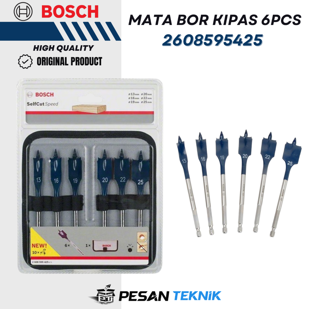 Mata Bor Set 6 Pcs Kayu Kipas BOSCH 2608595425