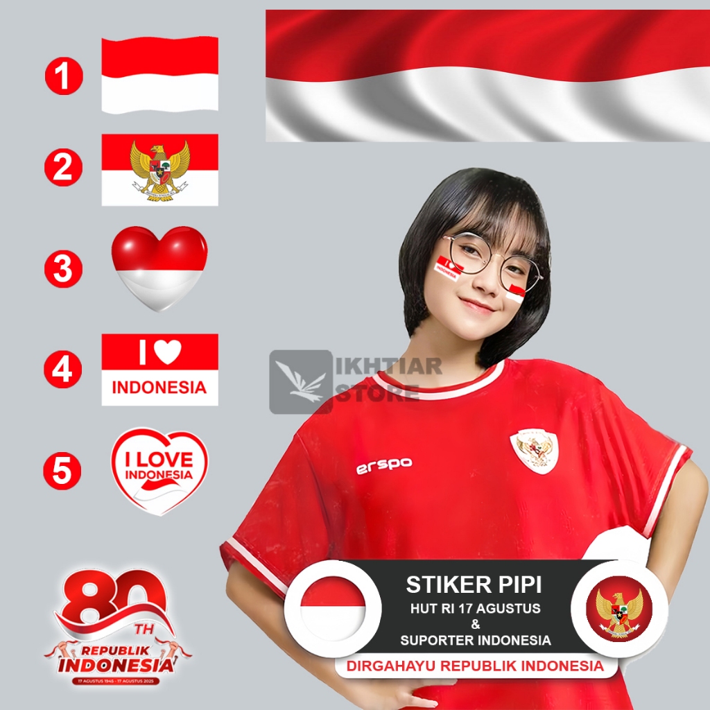 

STIKER Merah Putih Untuk Pipi - Tempelan Pipi Sticker Bendera INDONESIA 17 agustus / suporter