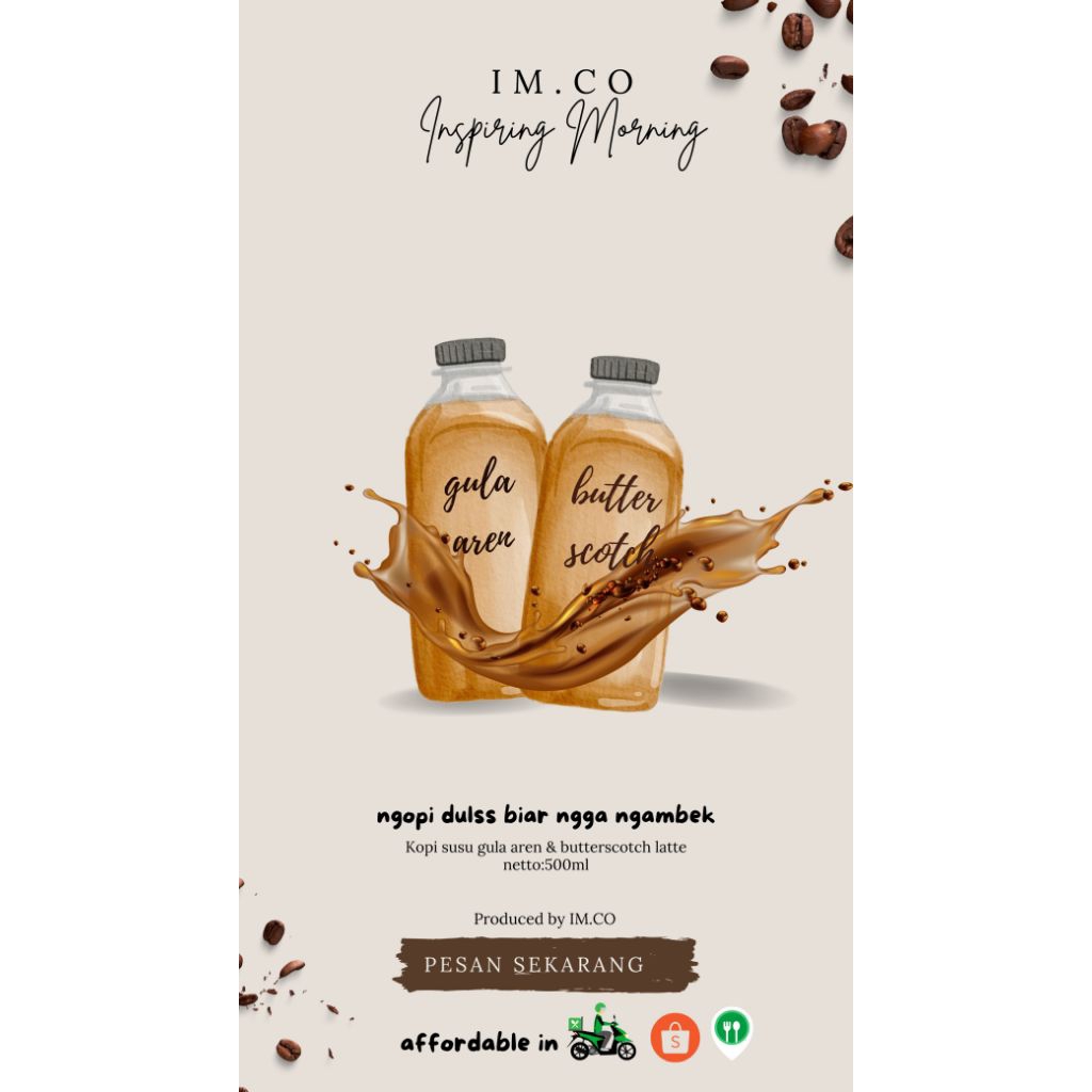 

IM.CO/Kopi kemasan Botol/Kopi susu gula aren/butterscoth coffe latte/500ML
