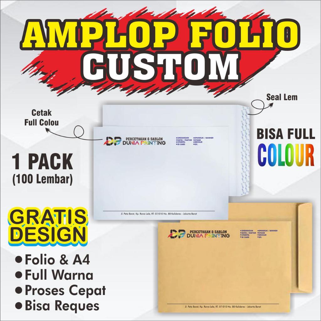 

Cetak Amplop Folio / F4 / A4 Kop Surat Custom Full Warna
