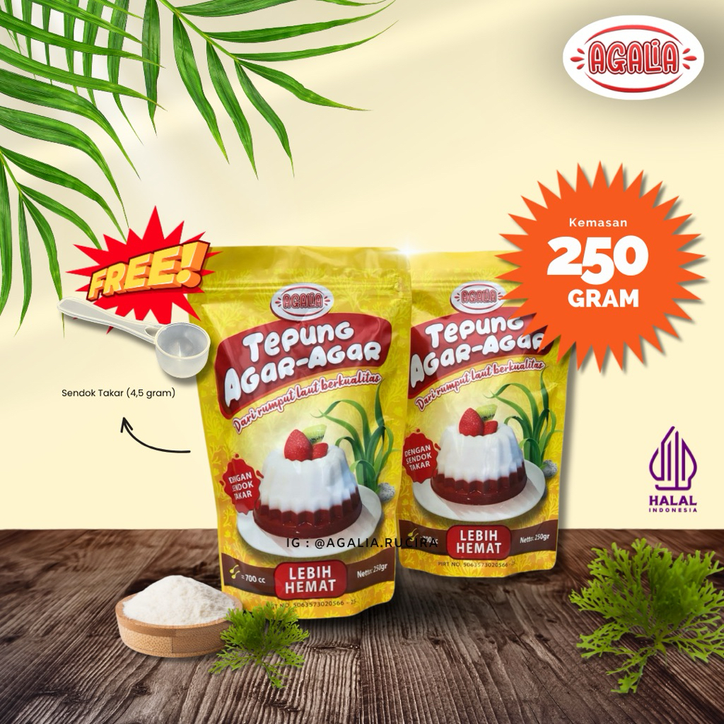 

TEPUNG AGAR AGAR PLAIN TAWAR / AGAR POWDER / AGAR BUBUK KILOAN MURAH - AGALIA 250 gram