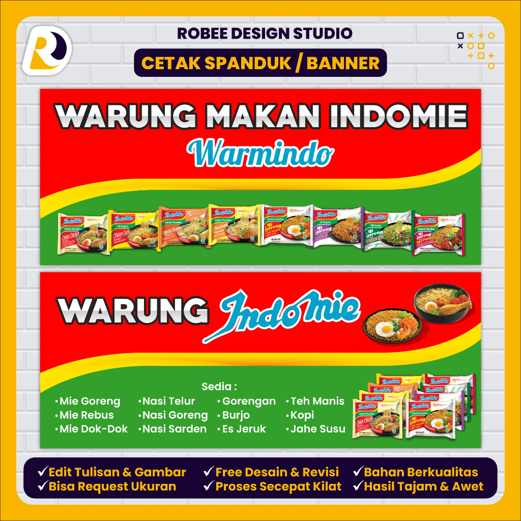 Spanduk Banner Warmindo / Warung Makan Indomie / Warung Mie