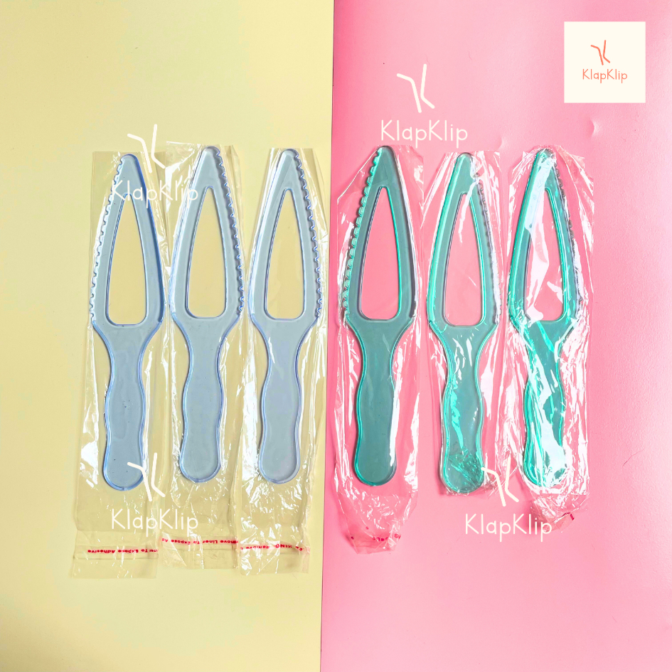 1pc Pisau Kue Warna Transparant / Pisau Plastik Kue Ultah / Pisau Warna - Pisau Kue Besar - Pisau Pl