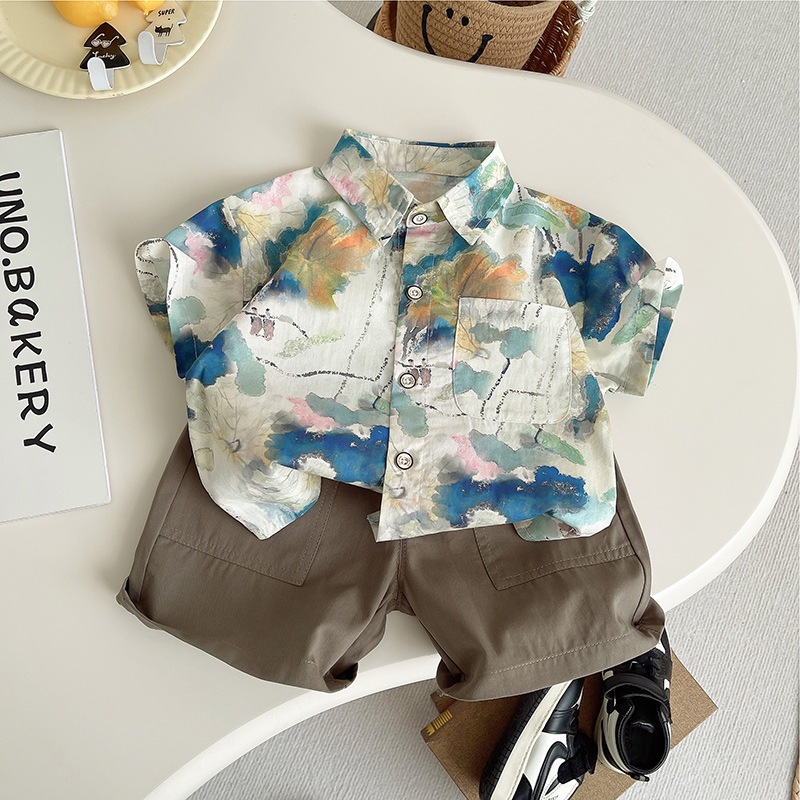 Setelan Kemeja Anak laki Laki Baju OOTD Pantai dan Casual DEVIN