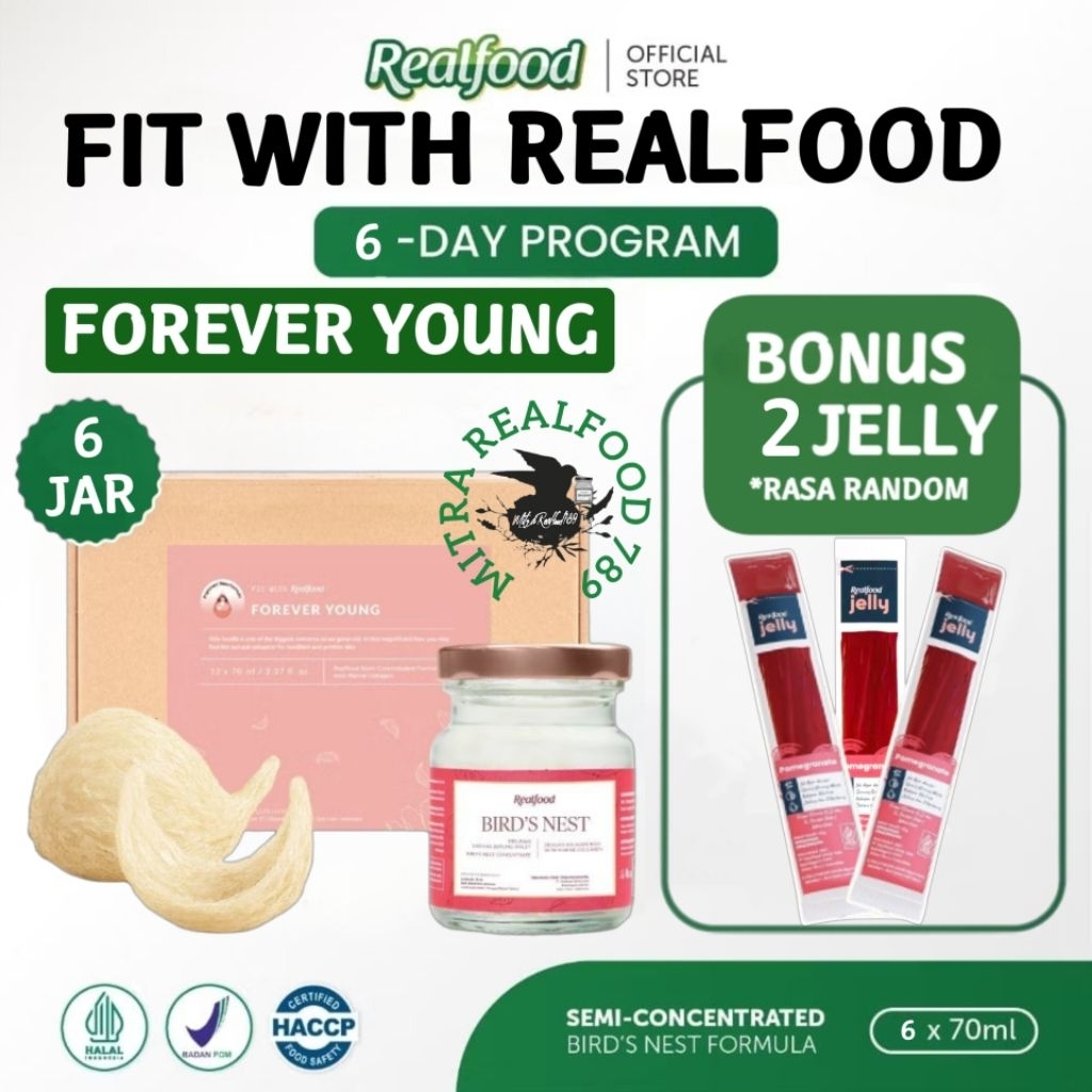 

Realfood Forever Young Kolagen Trial 6 Botol Bonus Jelly ( Minuman Sarang Burung Walet )