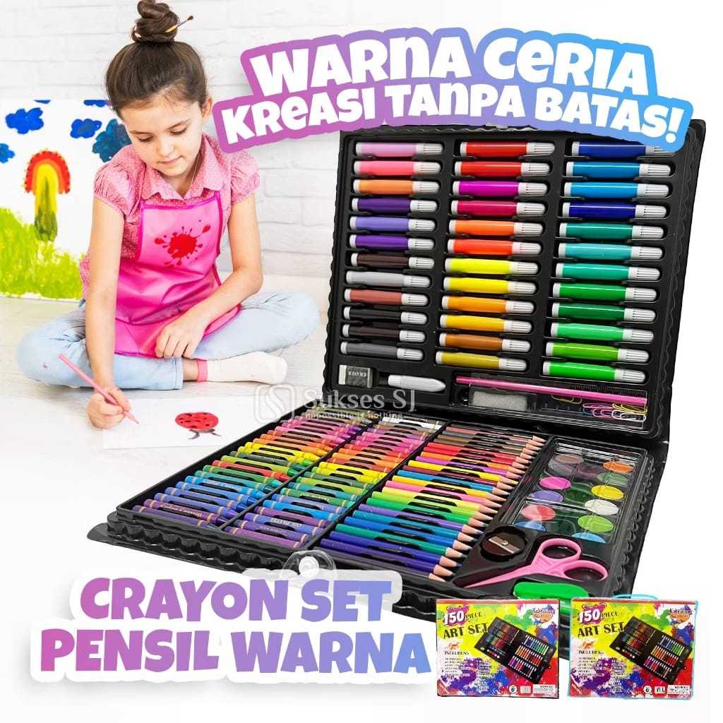 

150Pcs Crayon Set Art Set 150 Pcs Pensil Warna Set Anak Crayon Full Set Alat Lukis Cat Krayon