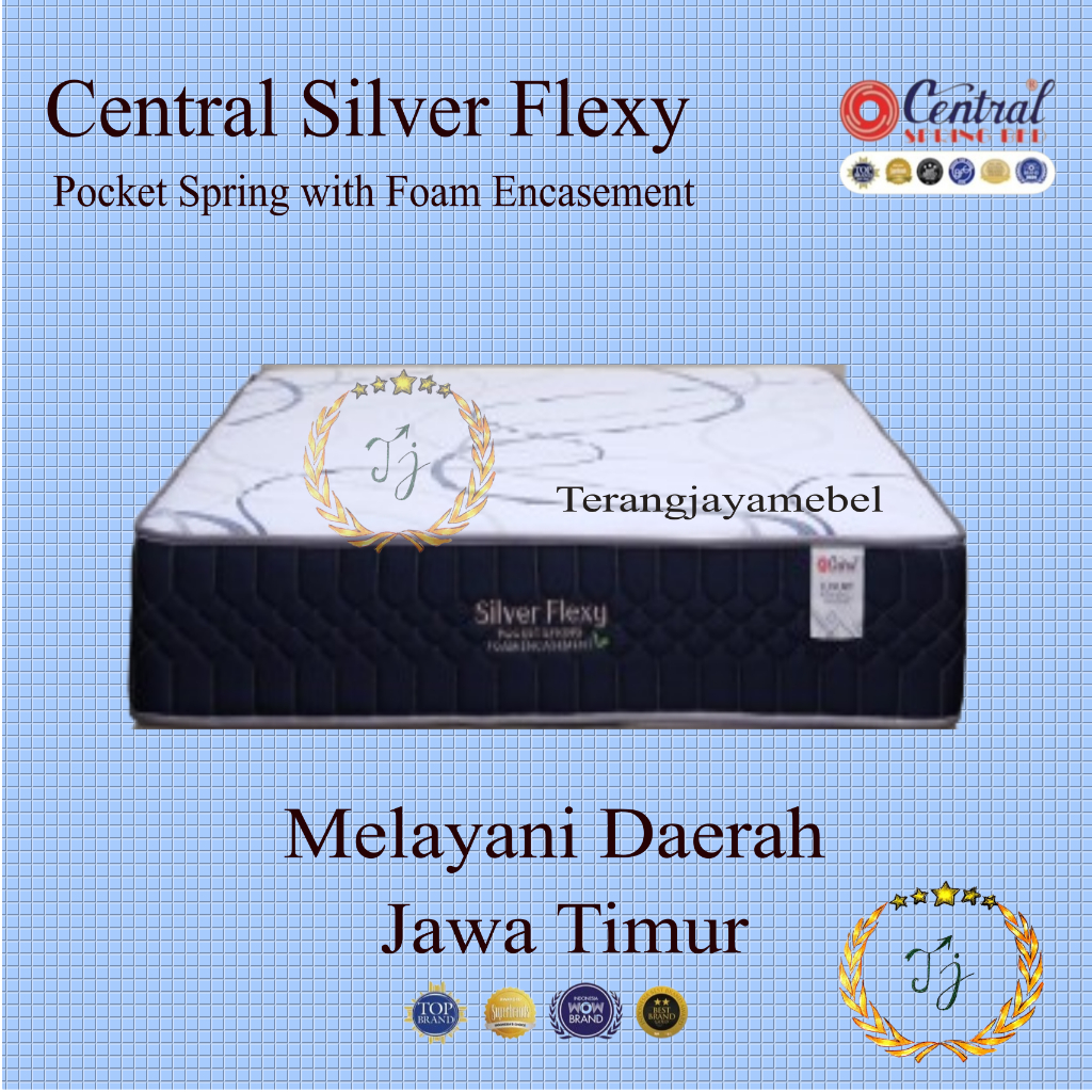 SPRINGBED CENTRAL SILVER FLEXY POCKET (80 x 200 – 180 x 200) ORTHOPEDIC SUPPORT SYSTEM HANYA KASUR –