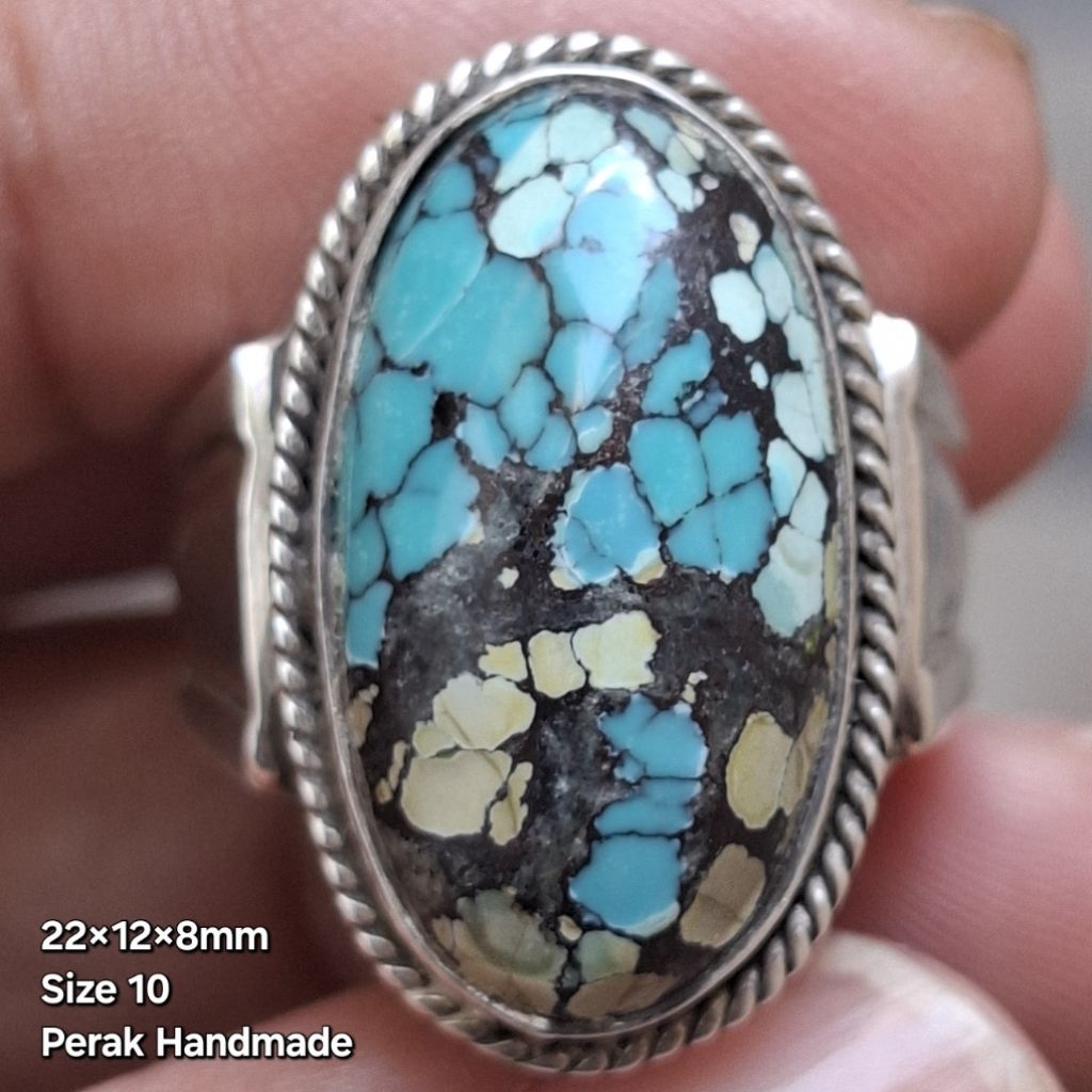 Natural Pirus Hubei Cantik Ceplok Ring Perak Handmade 925