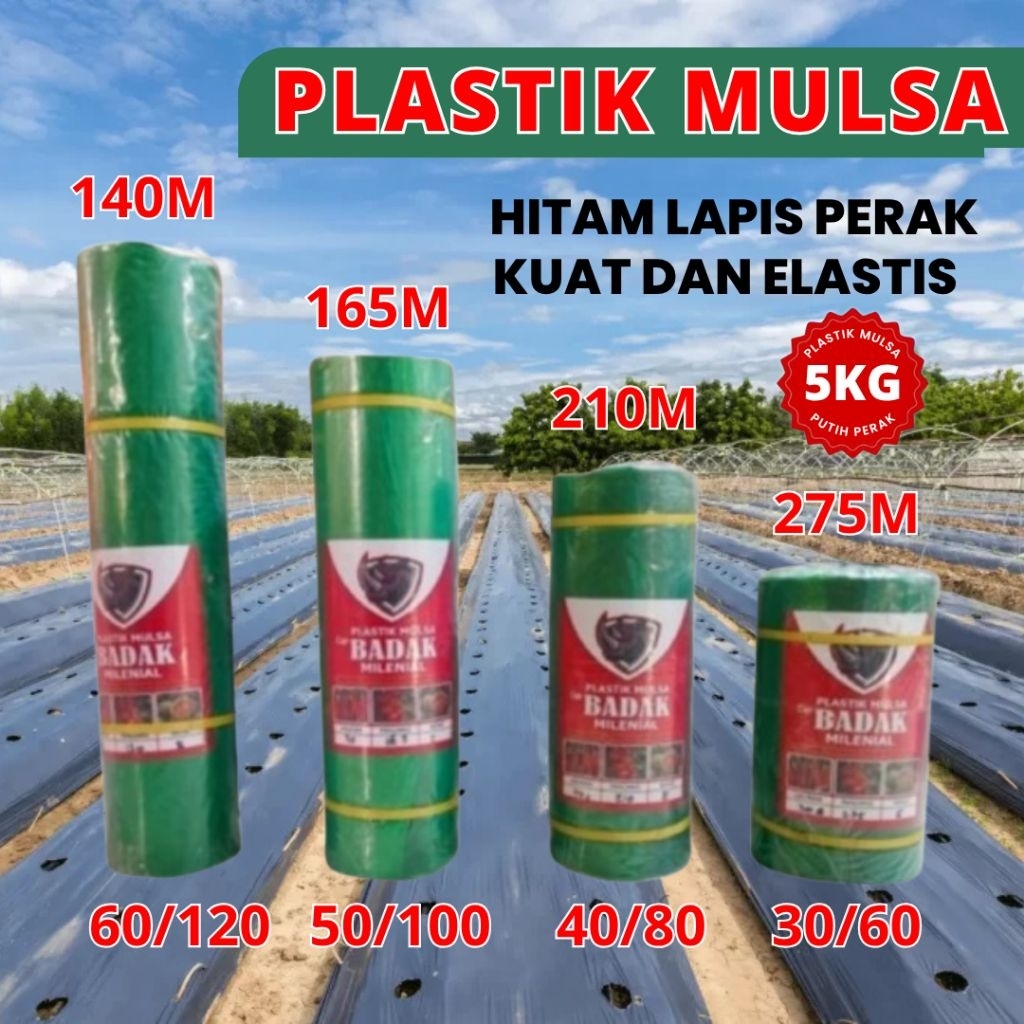 TERMURAH MULSA PLASTIK 1ROLL 5KG CAP BADAK KUAT ELASTIS AWET DALAM SEGALA CUACA