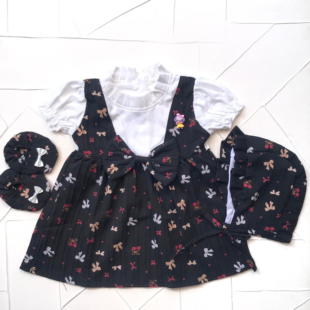 Baju Bayi Newborn Dress Set Crinkle Topi Lembut Baby Perempuan
