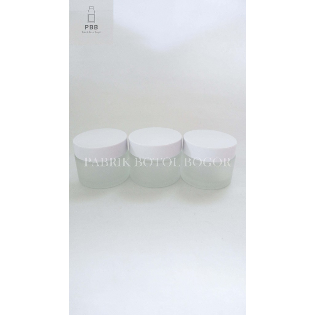 POT CREAM SPATULA 50GR FROSTED POT KACA JAR SPATULA 50GR