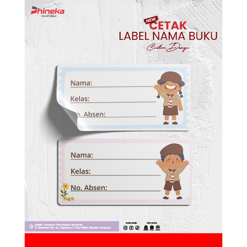 

Cetak stiker label nama buku/custom label buku nama