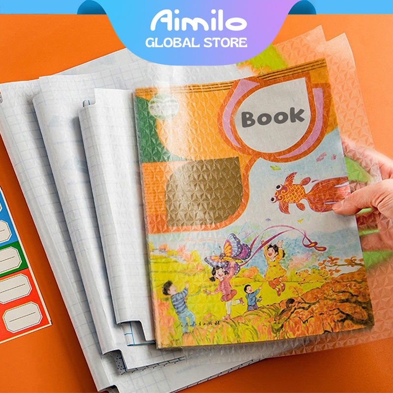 

Aimilo Sampul Buku Aesthetic PVC Tahan Air Sampul Buku Plastik Buku Tulis Sekolah 10 Lembar