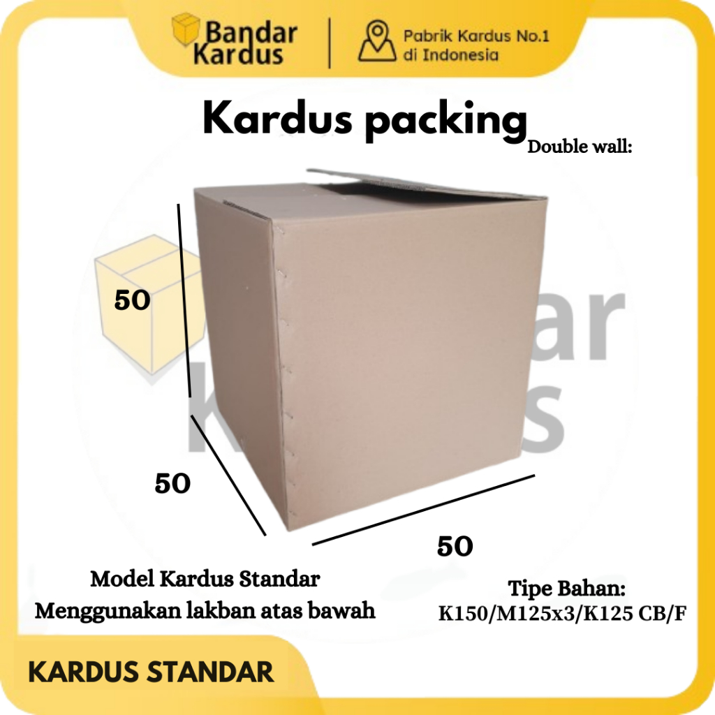 

Kardus standar box double wall karton ukuran 50x50x50 cm - dus karton pindahan tebal