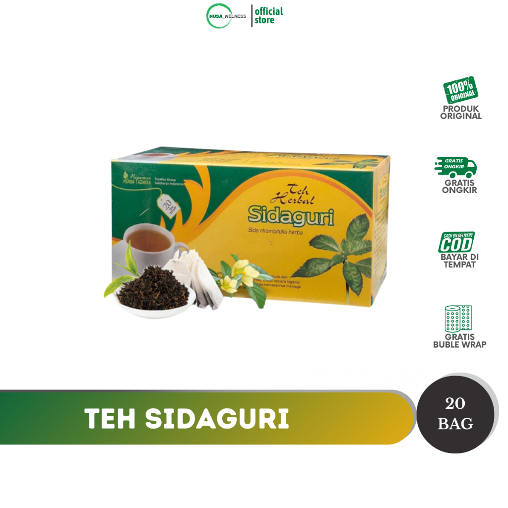 

TEH SIDAGURI HERBAL ISI 20 KANTONG – atasi asam urat & nyeri sendi | herbal alami | teh celup siap seduh | bantu lancarkan peredaran darah | cocok untuk terapi sendi & otot