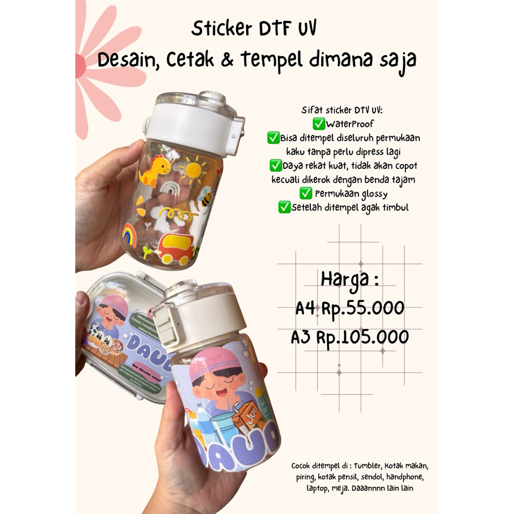 

Sticker tumbler/stcker kotak bekal/sticker kotak pensil/sticker uv dtf