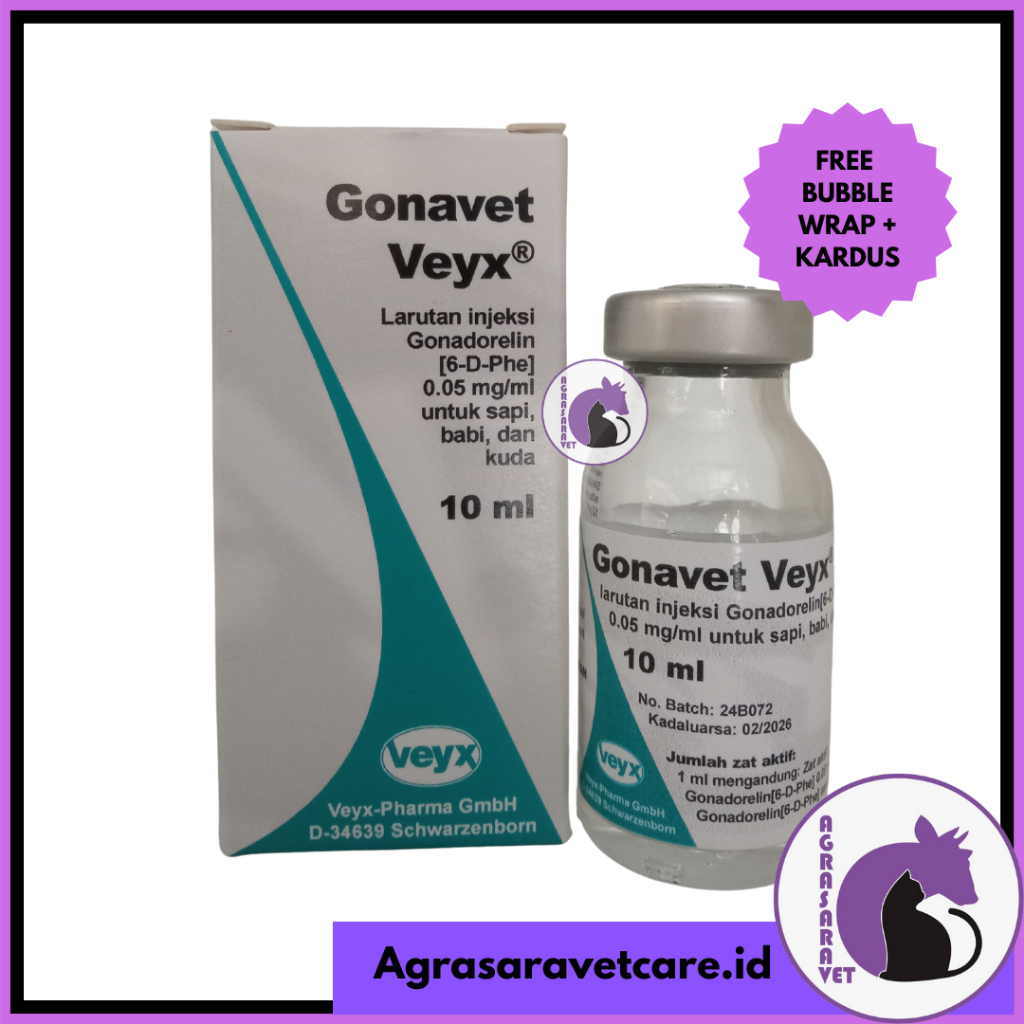 GONAVET VEYX 10 ML (Gonarelin Gnrh) -  Hormon Gangguan Reproduksi Hewan Like Fertagyl Conceptase