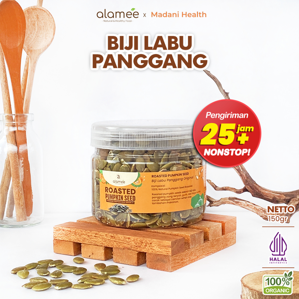 

ALAMEE Roasted Pumpkin Seed Biji Labu Pepita Kupas Panggang Matang Siap Makan Natural 150gr
