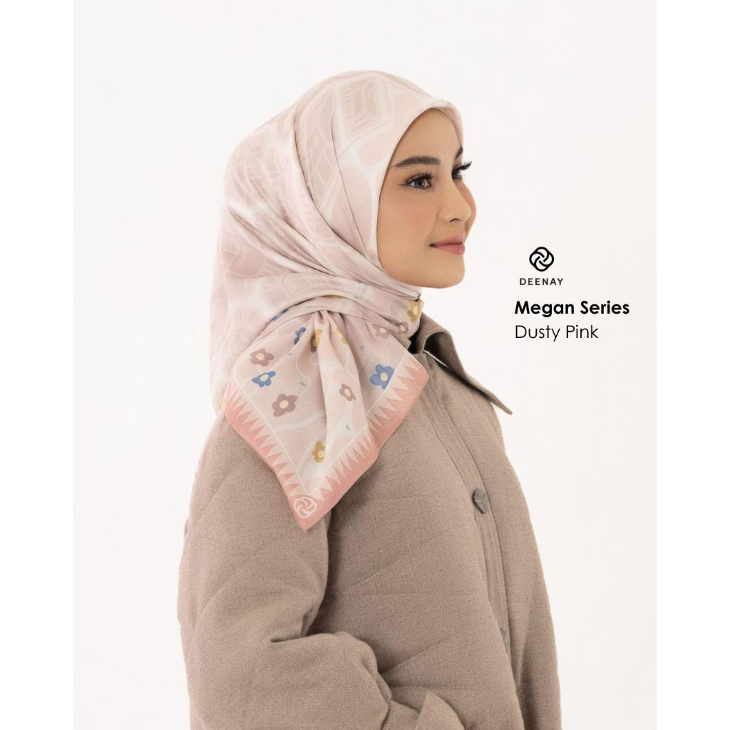 Deenay MEGAN SERIES | DUSTY PINK, YELLOW, BLUE | HIJAB JILBAB VOAL SEGIEMPAT MOTIF BUNGA TERBARU