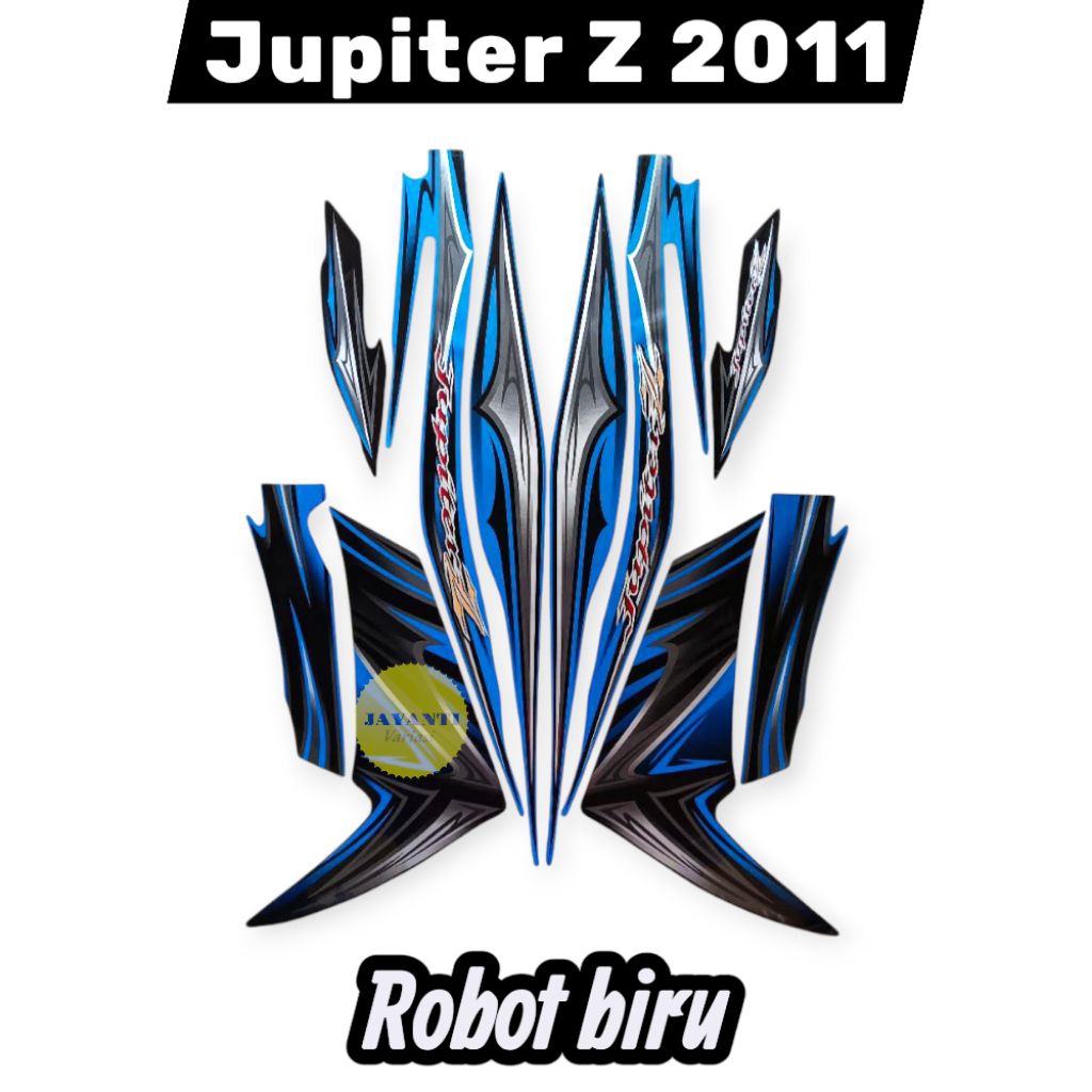 stiker striping skotlet lis body motor yamaha jupiter z robot standar pabrik warna biru tahun 2011