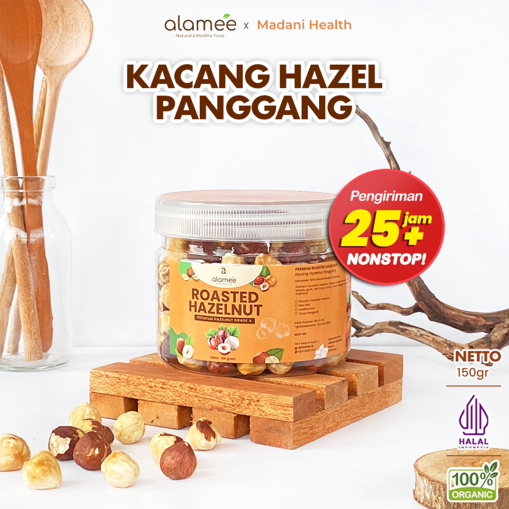

ALAMEE Kacang Hazelnut Panggang Hazelnut Roasted Cemilan Sehat Rendah Kalori Kacang Kemiri 150gr