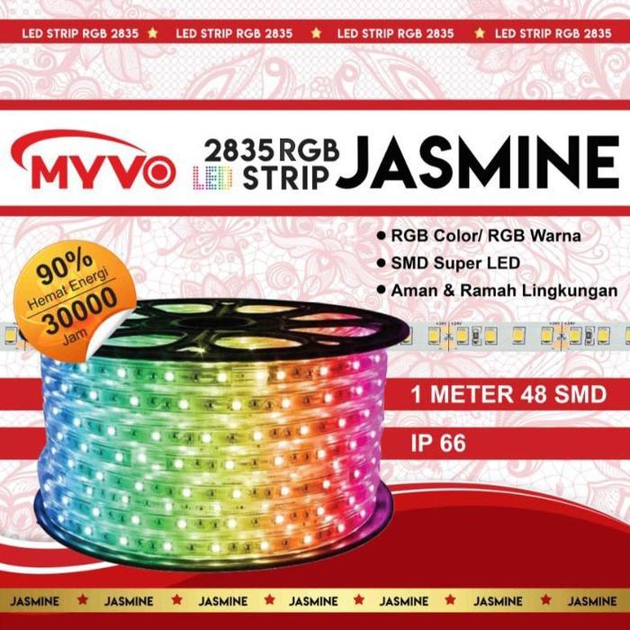 LAMPU LED STRIP JASMINE ECER  2835 WARNA WARNI IP66 / LED STRIP 1 METER 48 SMD RGB