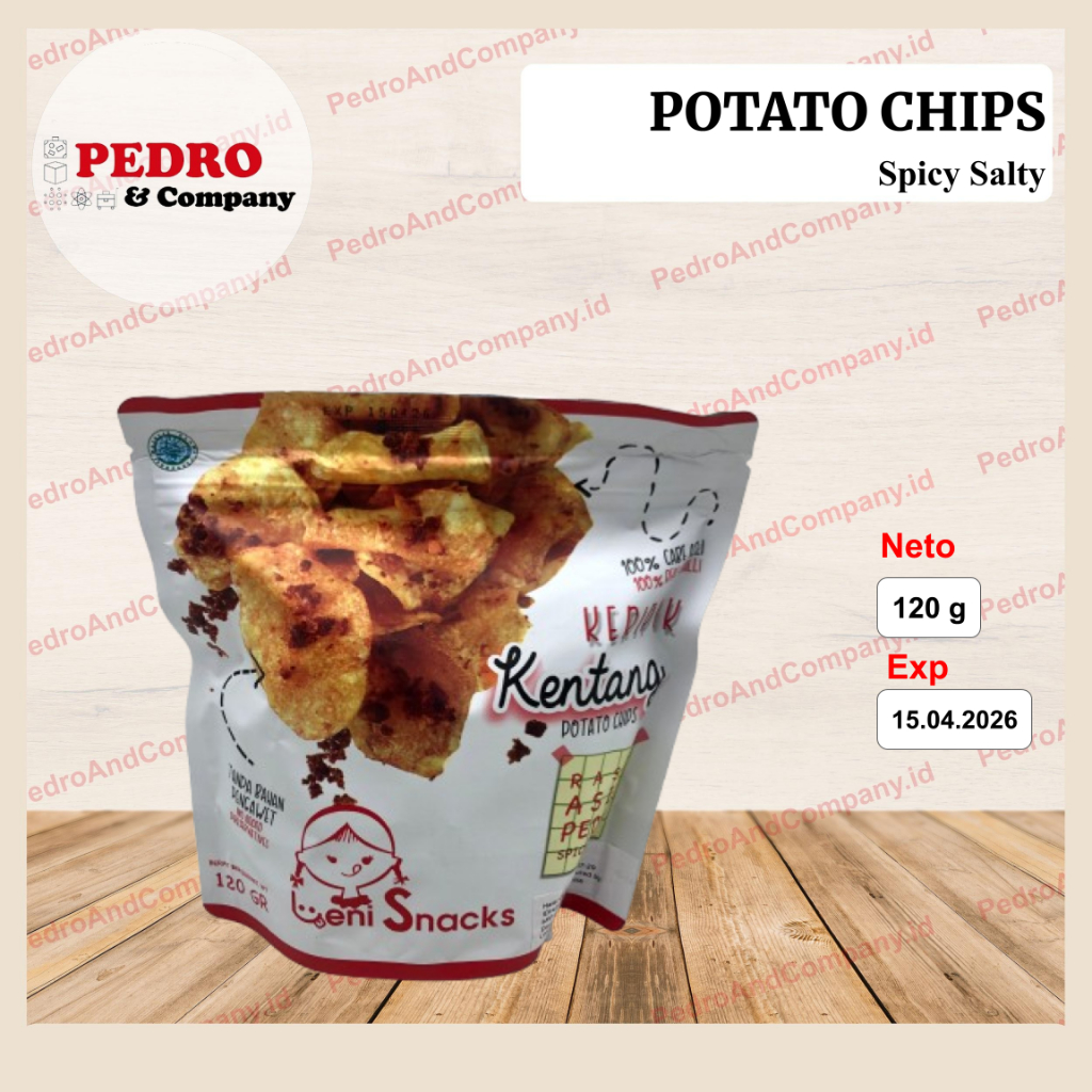 

Leni Snacks Potato Chips Spicy Salty flavor 120 gram kripik snack kentang rasa Pedas Asin