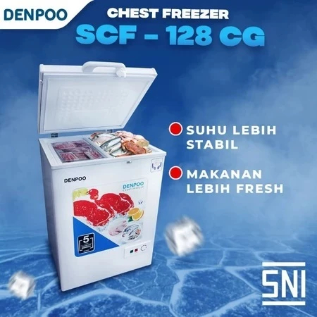 Chest Freezer Box 100 Liter Denpoo SCF 128 CG Food Frozen