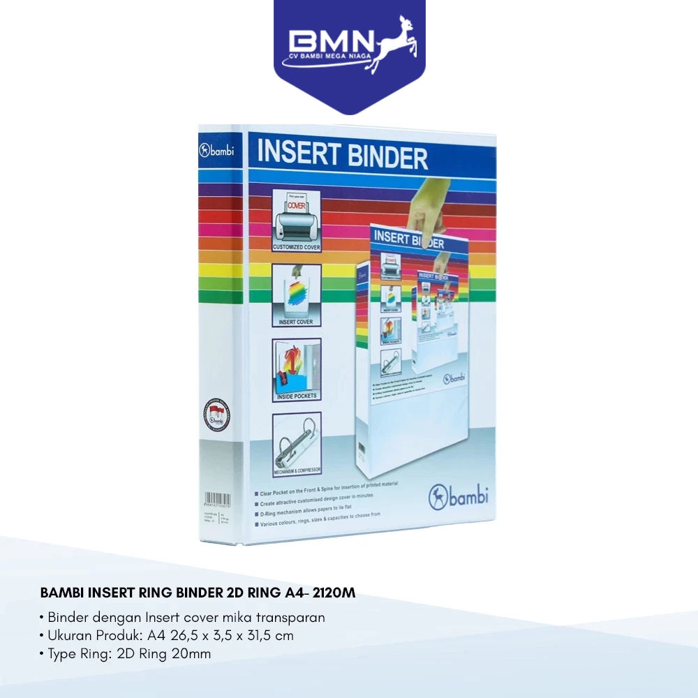 

Bambi Insert Binder A4 2 Ring MEDIUM SIZE kode 2120M