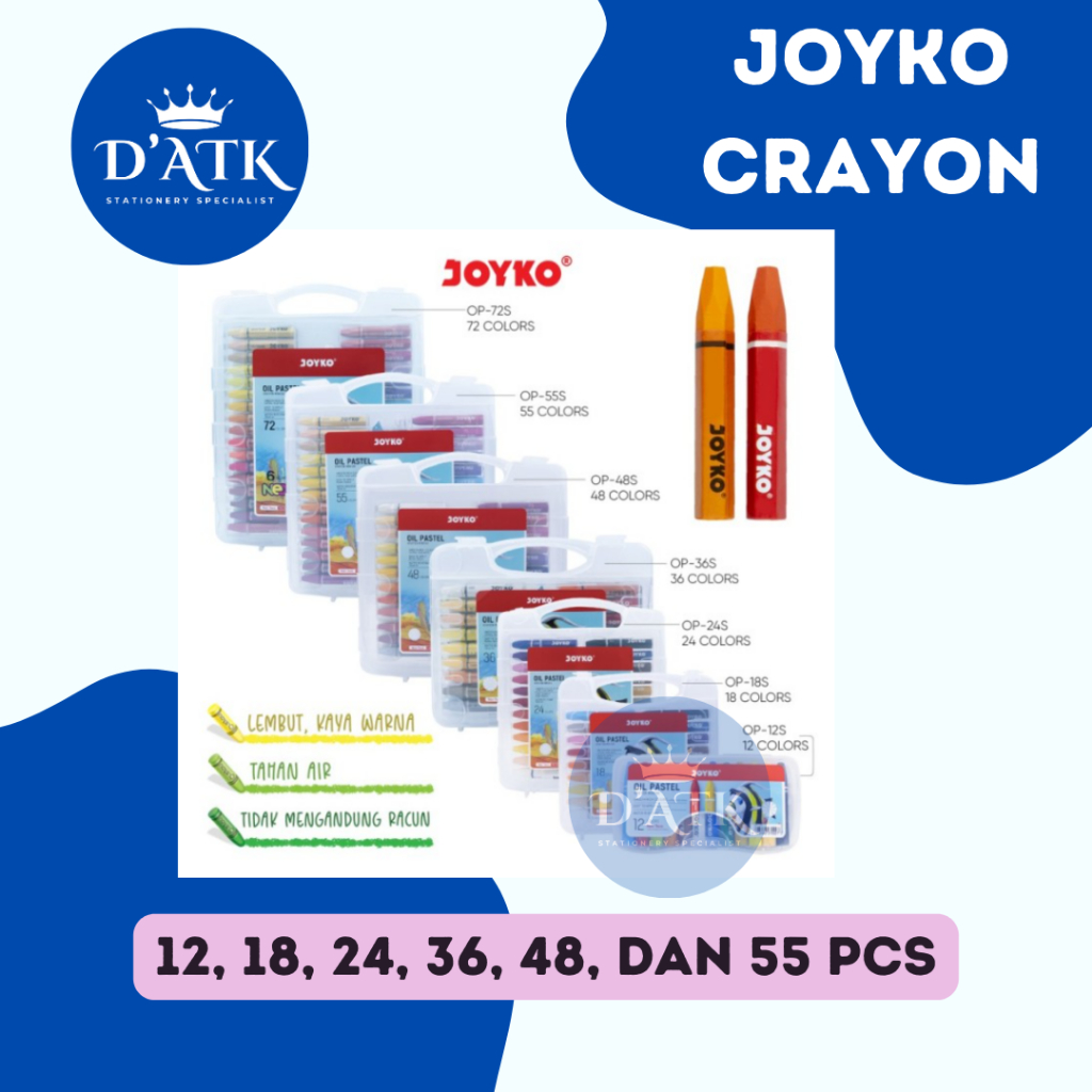 

Oil Pastel Joyko Krayon Minyak Joyko 12s, 18s, 24s, 36s, 48s, dan 55s / Crayon Joyko