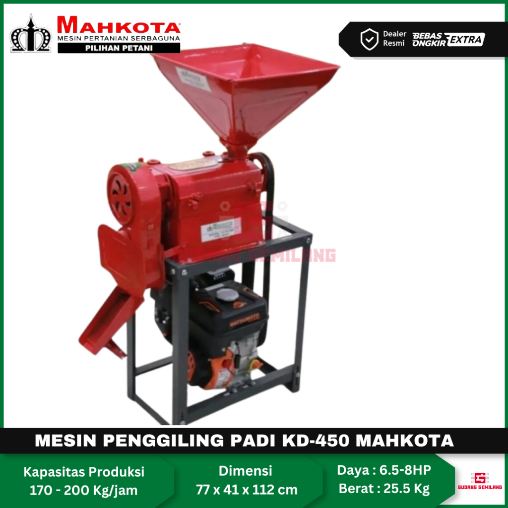 Mesin Penggiling Giling Padi Beras Rice Mill Mahkota KD-450