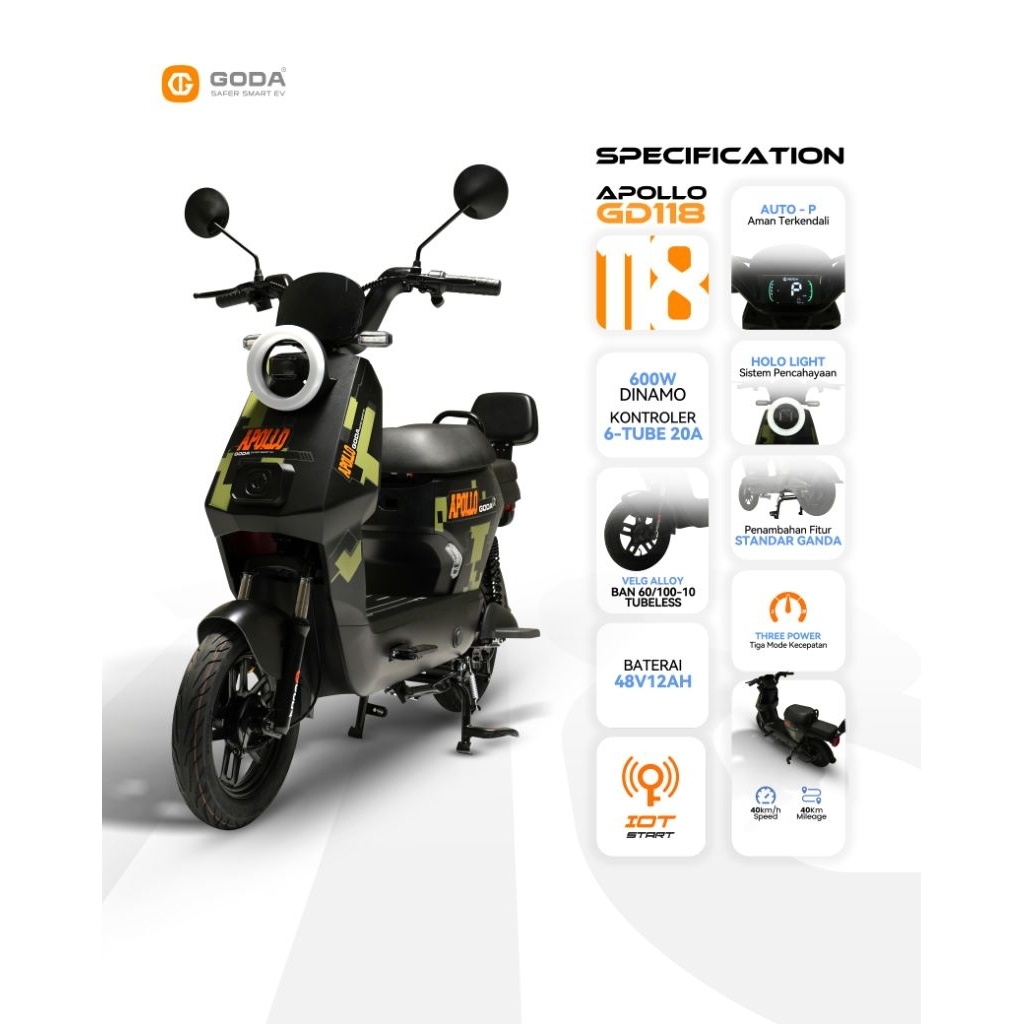 SEPEDA LISTRIK GODA 118 118Y APOLLO 2025