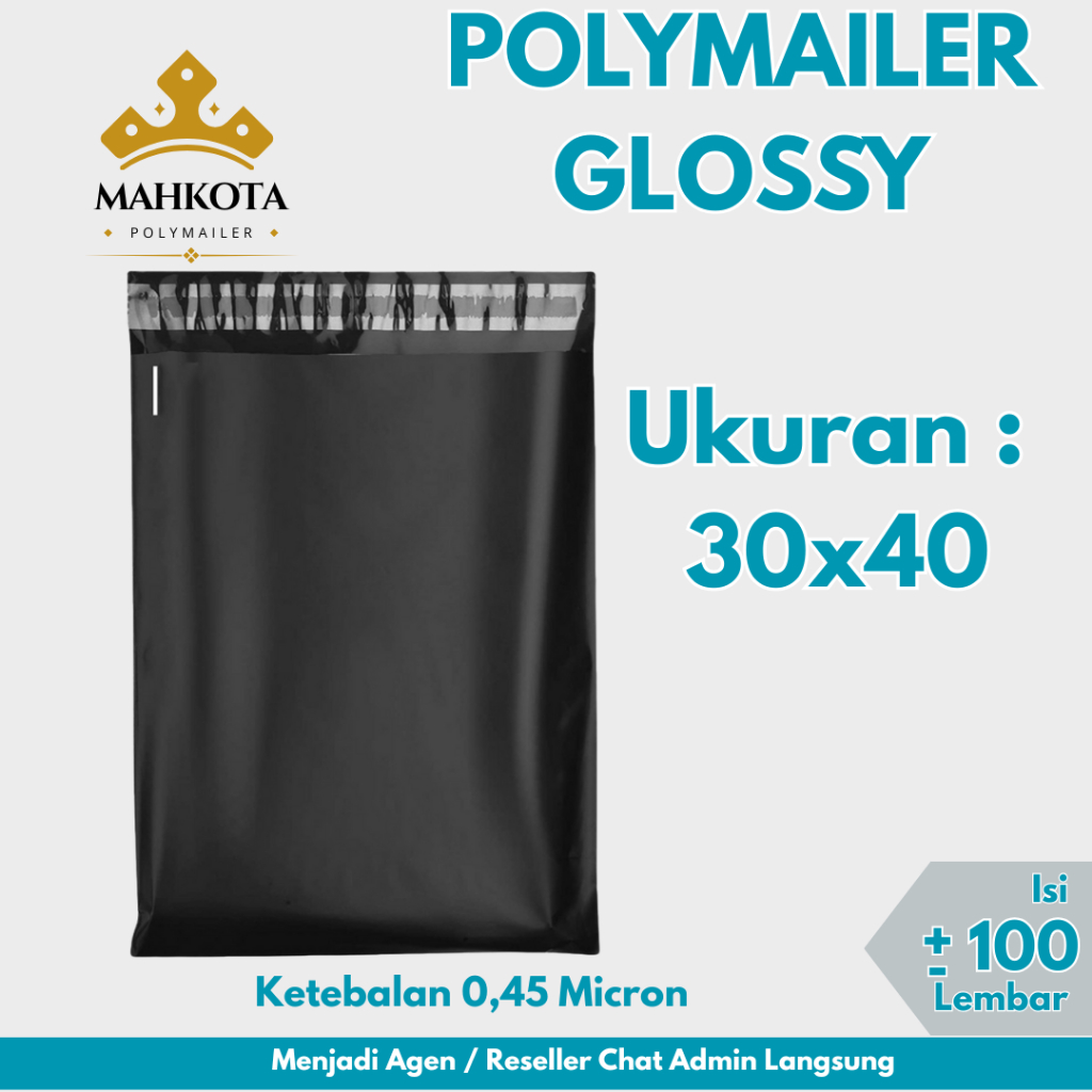 

Polymailer Glossy Premium 100 Lembar – Ukuran Besar 30x40 – Packing Tebal, Lem Kuat, Waterproof