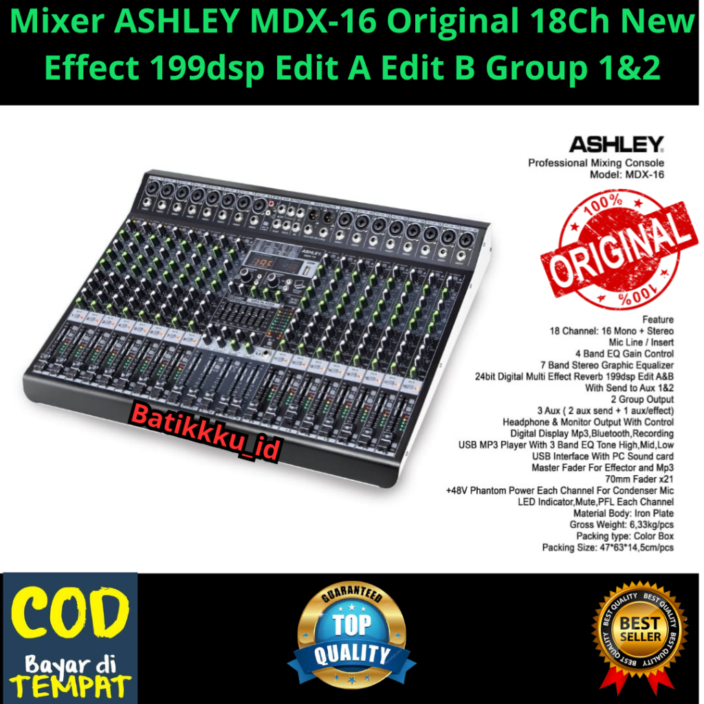 MIXER ASHLEY MDX16 MDX 16 16CH ORIGINAL WITH 3AUX DIGITAL MULTI EFFECT REVERB 256DSP