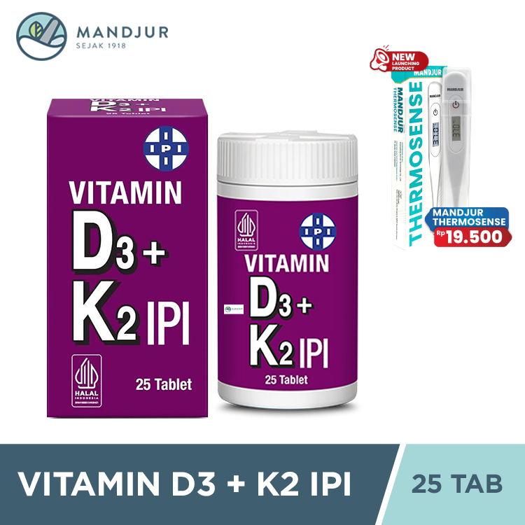 ORIGINAL IPI Vitamin D3 + K2 25 Tablet - Suplemen Vitamin D3 dan K2