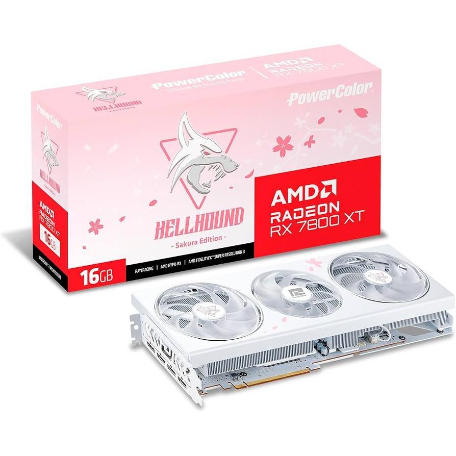 POWERCOLOR Hellhound Sakura AMD Radeon RX 7800 XT 16GB GDDR6 | VGA Radeon RX 7800 White