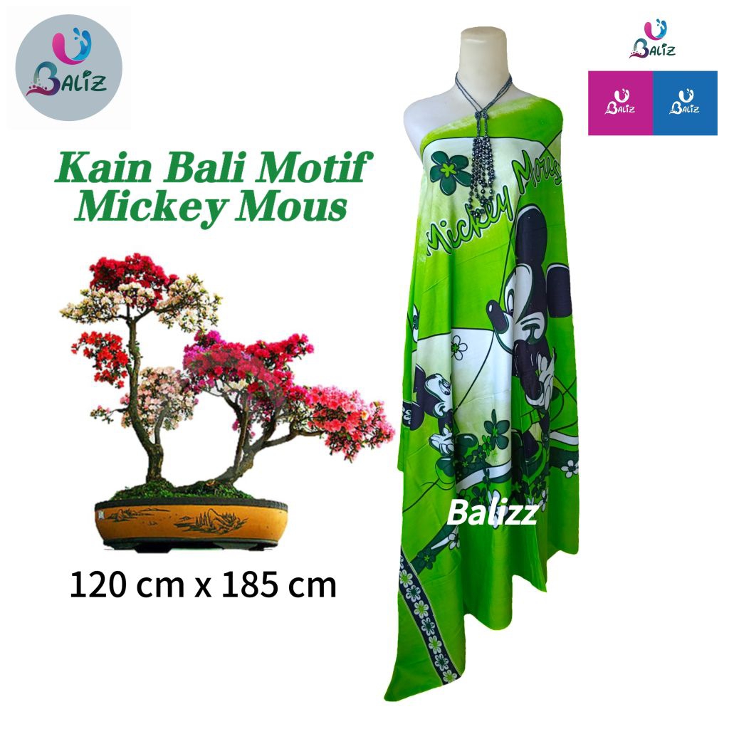 Kain Pantai - Kain Bali - Sarung Pantai - Motif Karakter Mickey Mouse jumbo - Kain Azka Mode - Kain 