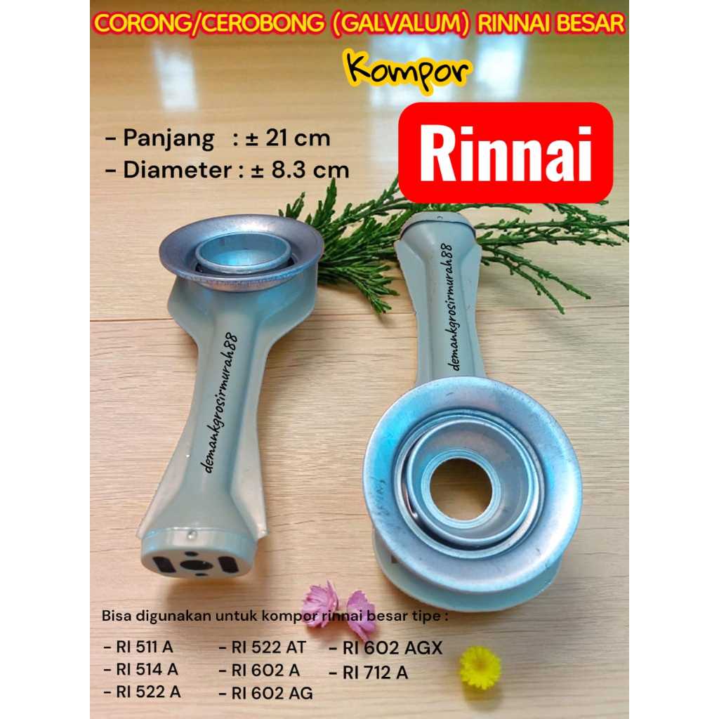 Corong Cerobong Set Rinnai Panjang 21cm tipe  RI 511A RI 602AGX RI 712A.