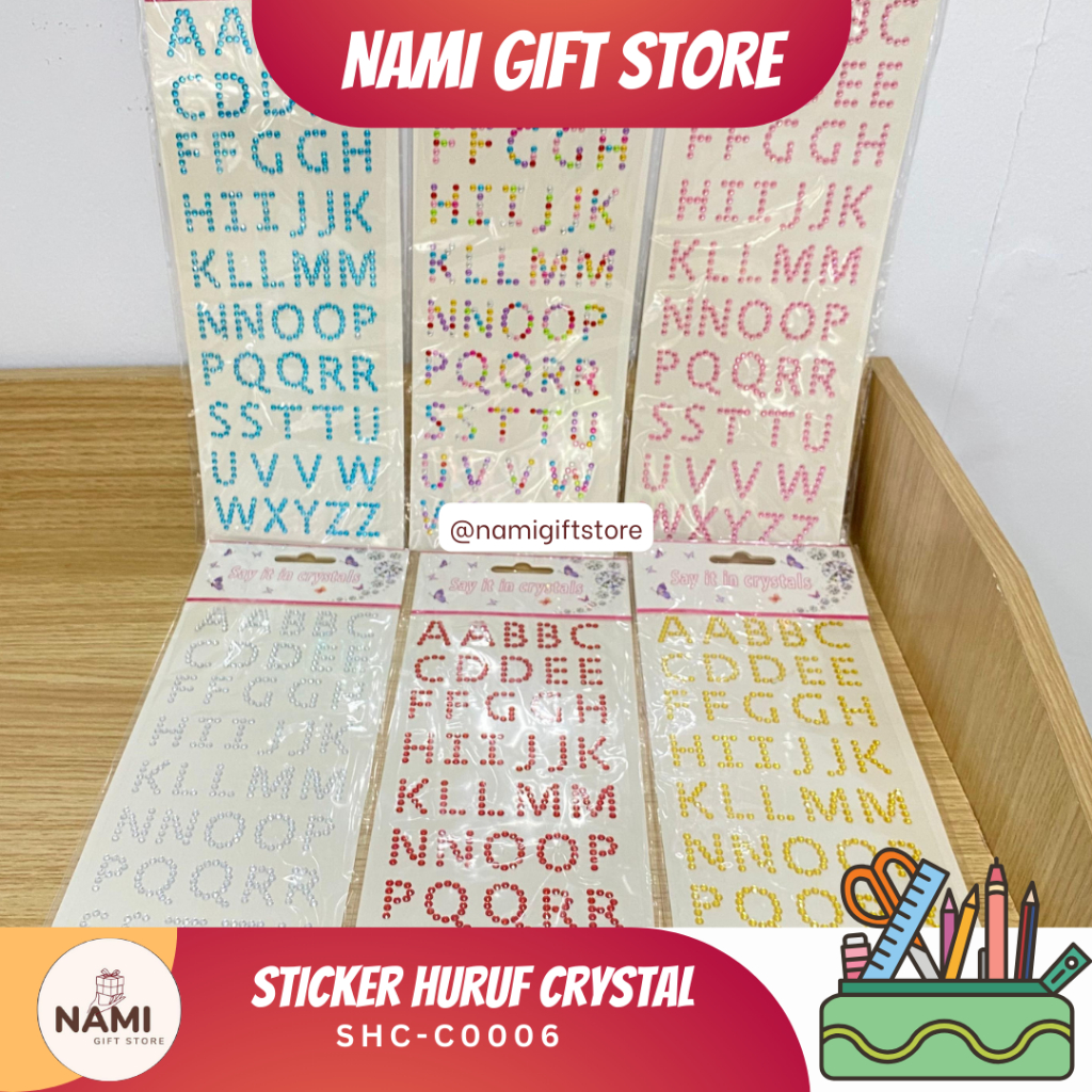 

[SHC-C0006] Sticker Huruf Crystal Pernak Pernik Stiker Huruf Alphabet Motif Polos DIY Dekorasi Stiker Tempel