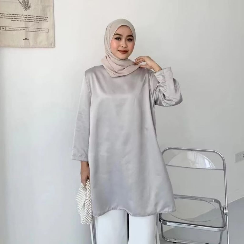 Iner tunik satin iner tunik kondangan iner tangan panjang iner satin iner manset