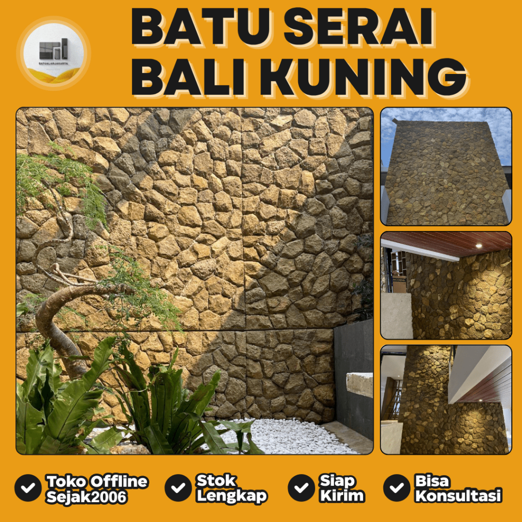 Batu Alam Serai Bali Kuning Cocok Untuk Dinding