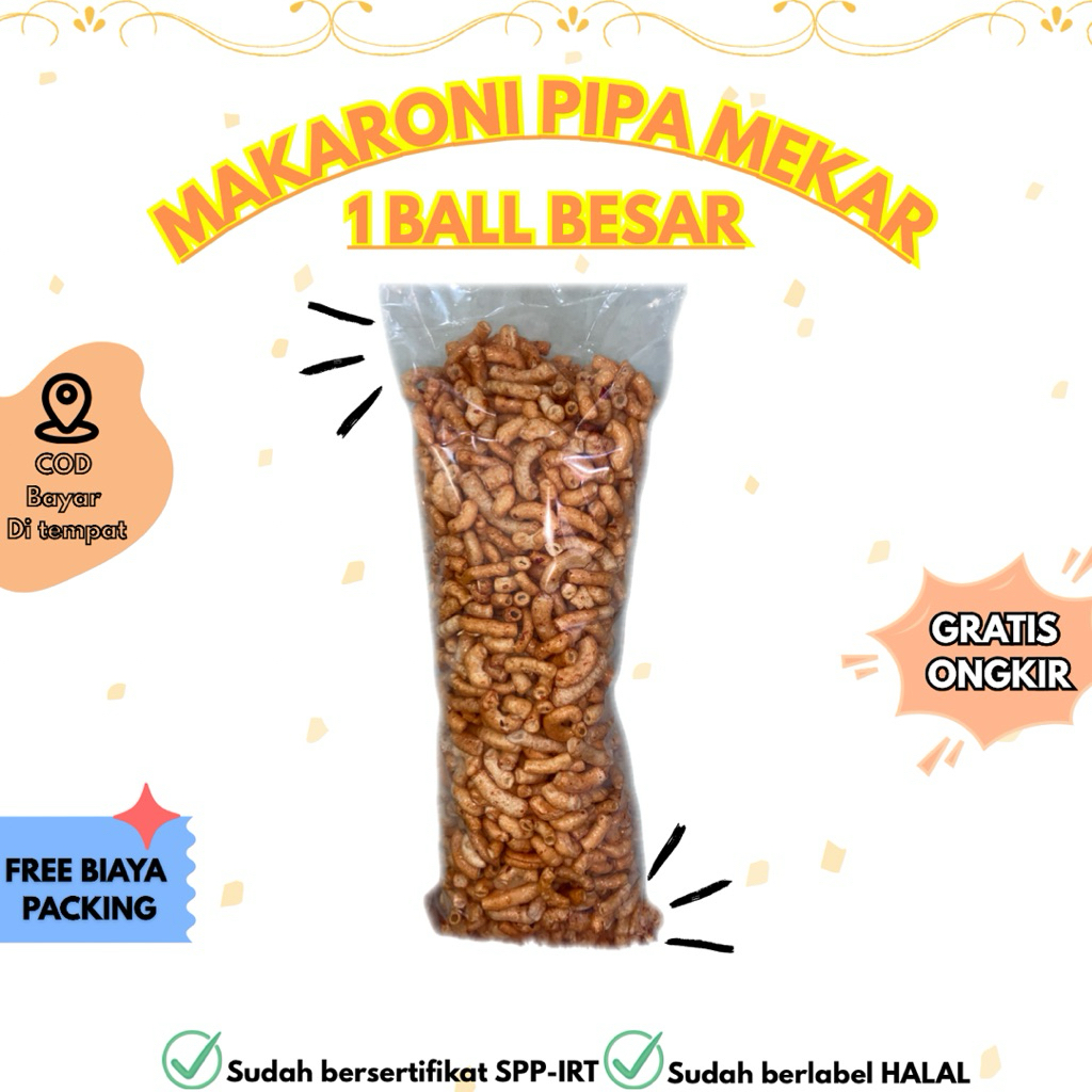 

[1KG] Snack Makanan Ringan Camilan Makaroni Pipa Mekar Rasa Pedas Manis Bumbu Rujak