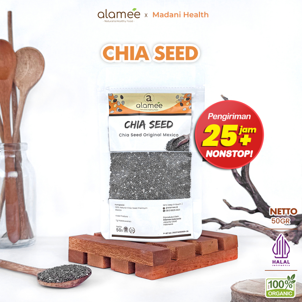 

Chia Seed Organik Premium Biji Black chiaseed cia seeds diet 50gr travel size mini tester madani health