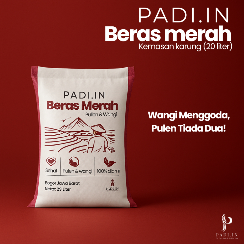 

Beras Merah 20 Liter Padi.in Pulen Wangi Premium Sehat Alami (kemasan karung)