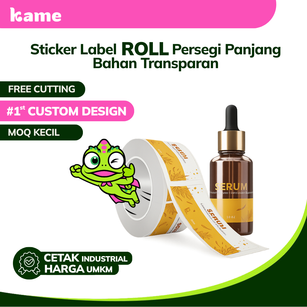 

Sticker Label Roll Persegi Panjang | Sticker Roll Custom | Bahan Transparan